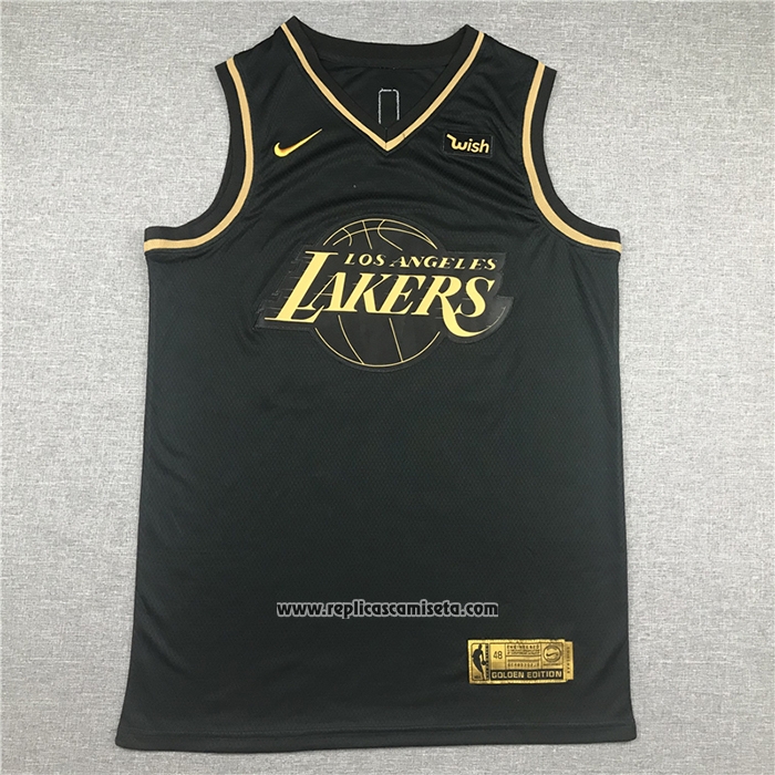 Camiseta Golden Edition Los Angeles Lakers Kobe Bryant #24 Negro